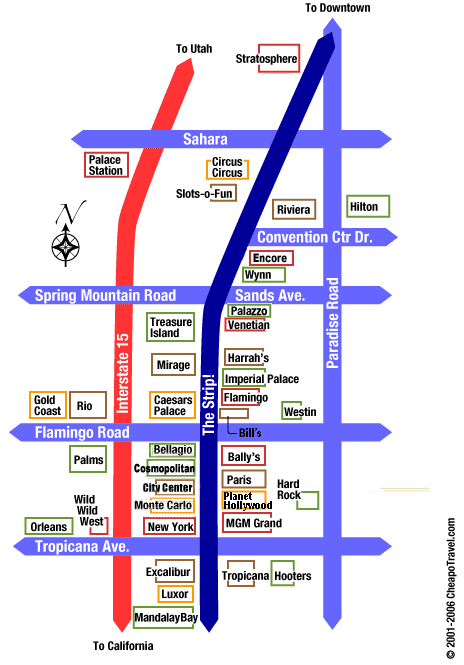 vegas strip map. The Strip